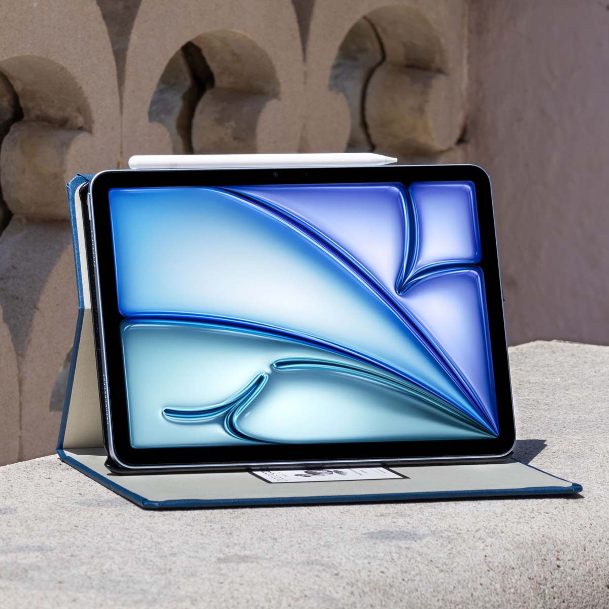 Designer iPad Case Blue Horizontal View