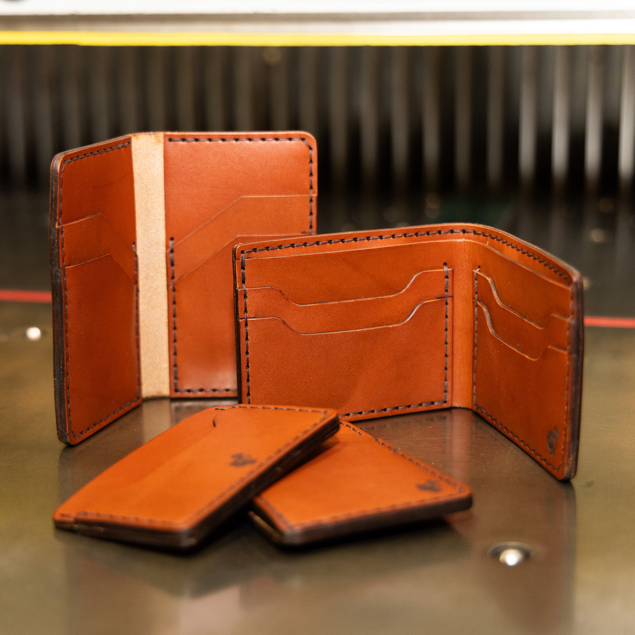 DODOcase handmade leather wallet collection in English Bridle — bifold, vertical bifold, front pocket wallet and card holder