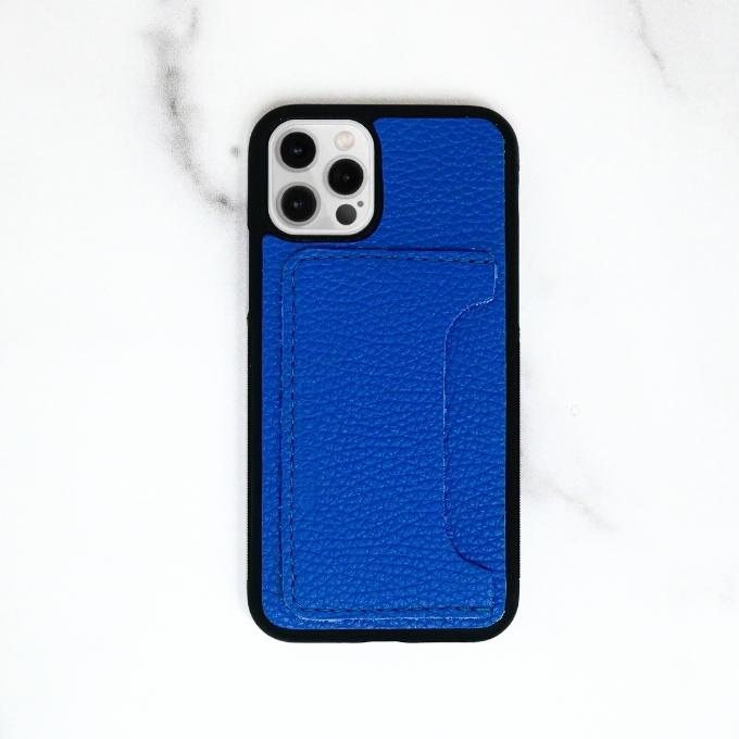 artisanal python leather flip case for iPhone 13 Pro blue