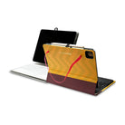 Custom Magic Keyboard book-style iPad case in yellow chevron with iPad and Apple Pencil, handmade in the USA by DODOcase