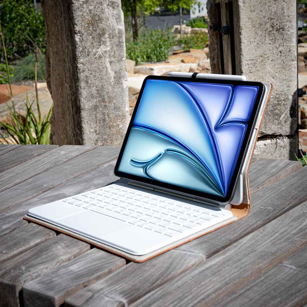 iPad Air with Magic Keyboard case outdoors