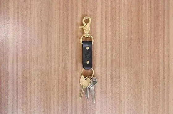 Leather Keychain - Roosevelt Supply Co. Tan / Brass